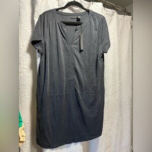 Tahari Slate Gray V-Neck Shift Top